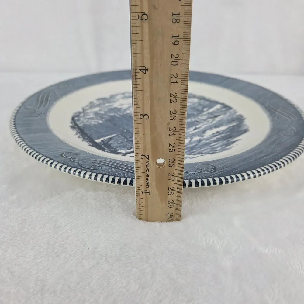 Vintage Royal China Currier & Ives Blue Getting Ice Serving Platter 12.25